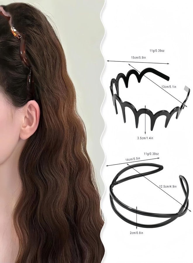 USHJNV New U Shape Fashion Tooth Hair Comb Headband, High Cranium Head Bands for Women's Hair, Reversible Korean Headbands with Teeth (Amber color + Glossy black,2 Pieces) - Image 2